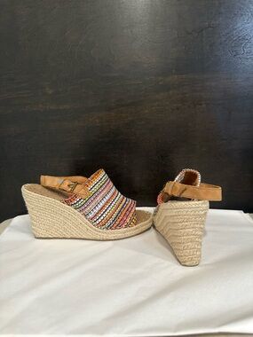 Toms Multicolor Boho Woven Espadrille Wedge Sandals